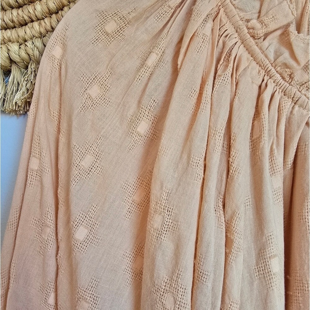 Cleobella NEW Alicia Dune Peach Textured Blouson Sleeve Peasant Top SZ XL Boho - Picture 6 of 11